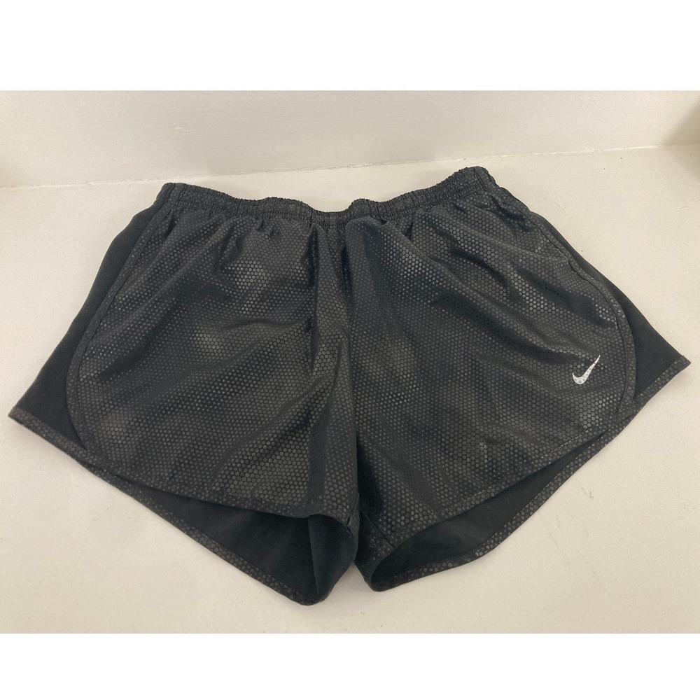 Nike Dri-Fit Girls L Tempo Running Shorts Black Shiny Dot Brief-Lined Whimsigoth